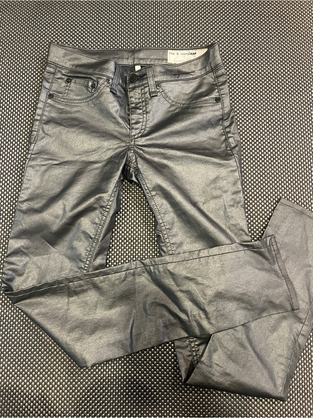 Rag & Bone/JEAN Metallic Coated Skinny Legging Jeans Size 25